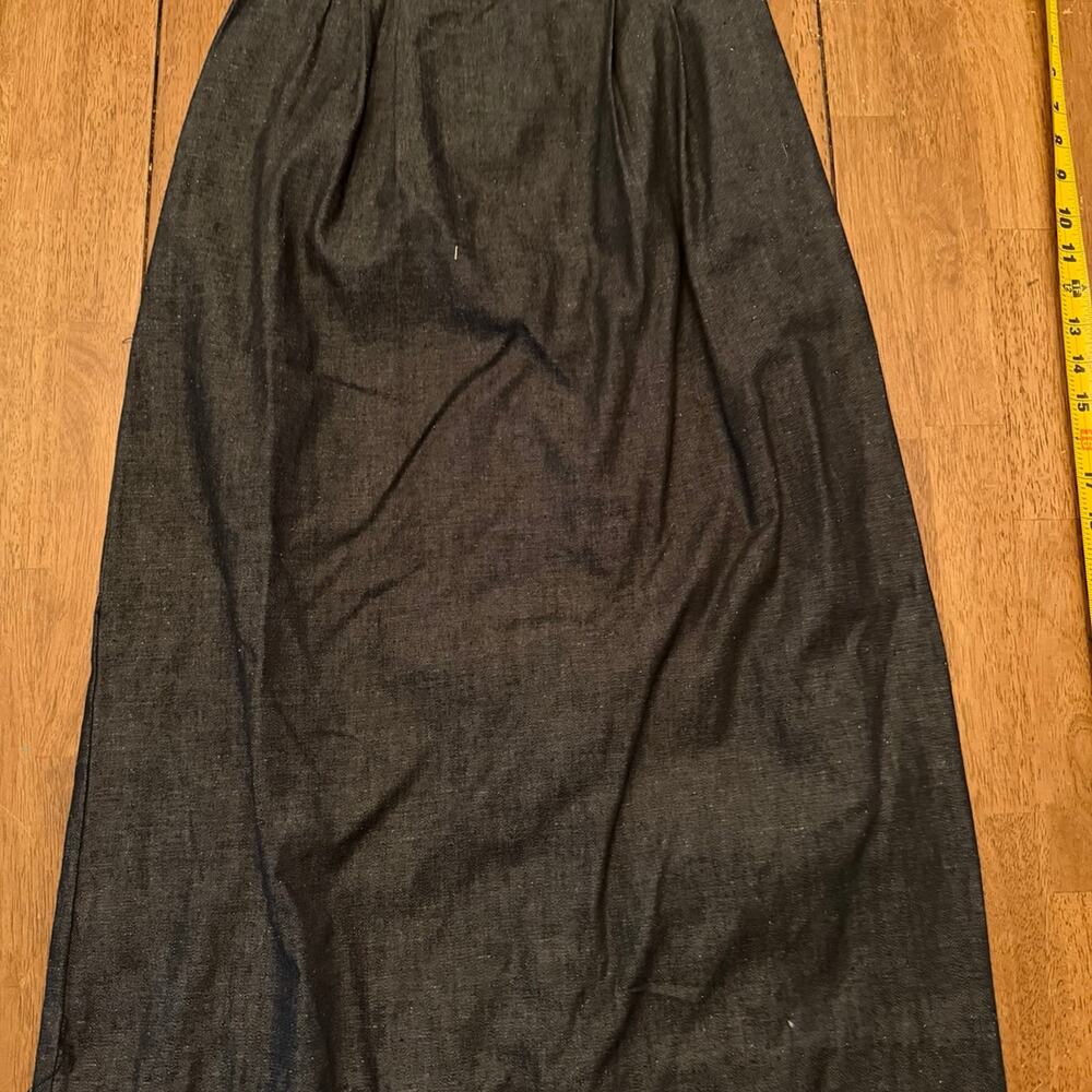 Vintage Ridge T Black Denim Midi Skirt Size 4 High Waist A-Line